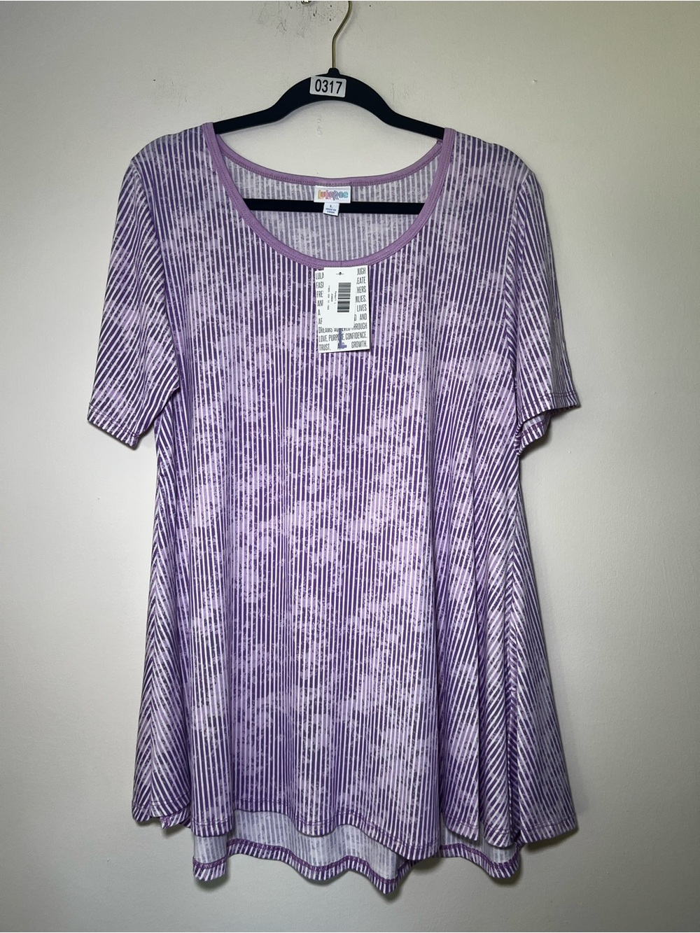 LuLaRoe Perfect T Lavender Patterned Swing Tunic